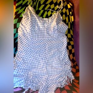 Ruched Checkered Romper